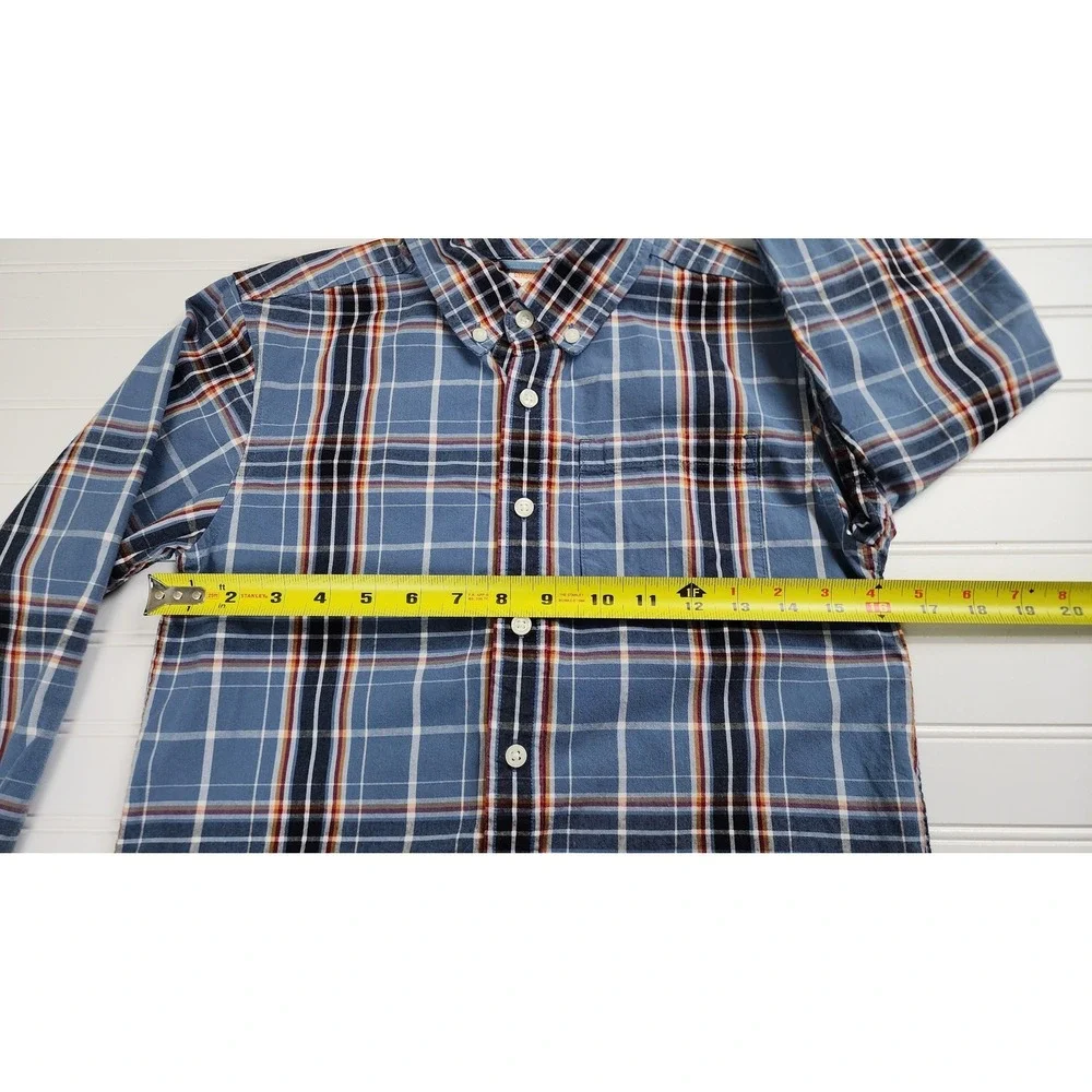 Gymboree Kids Plaid Button Down Shirt Long Sleeve Blue Orange White Size M‎ 7-8